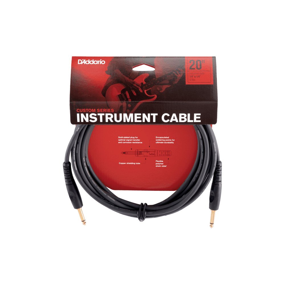 Dây Cáp Guitar D'Addario Custom Series PW-G / PW-GRA – 6,1m (20ft), Thẳng - Thẳng