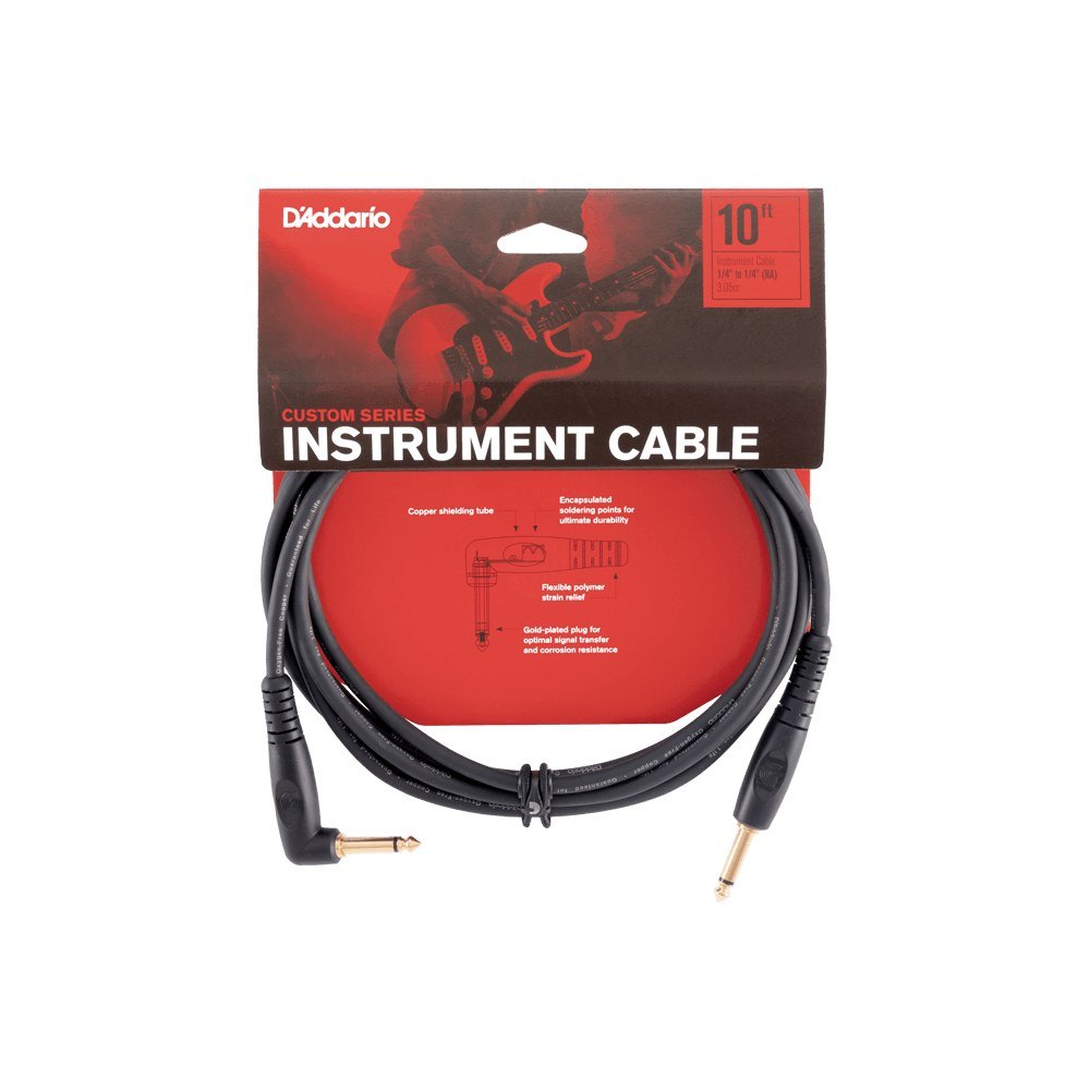 Dây Cáp Guitar D'Addario Custom Series PW-G / PW-GRA – 3m (10ft), Thẳng - Vuông