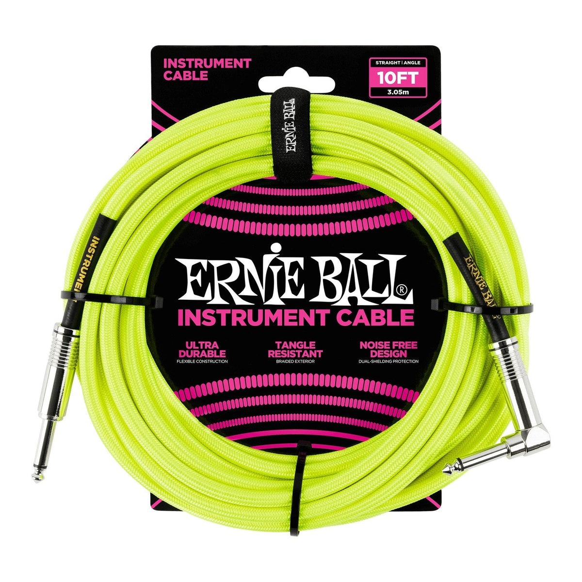 Dây Cáp Guitar Ernie Ball Braided Instrument Cable – Neon Yellow