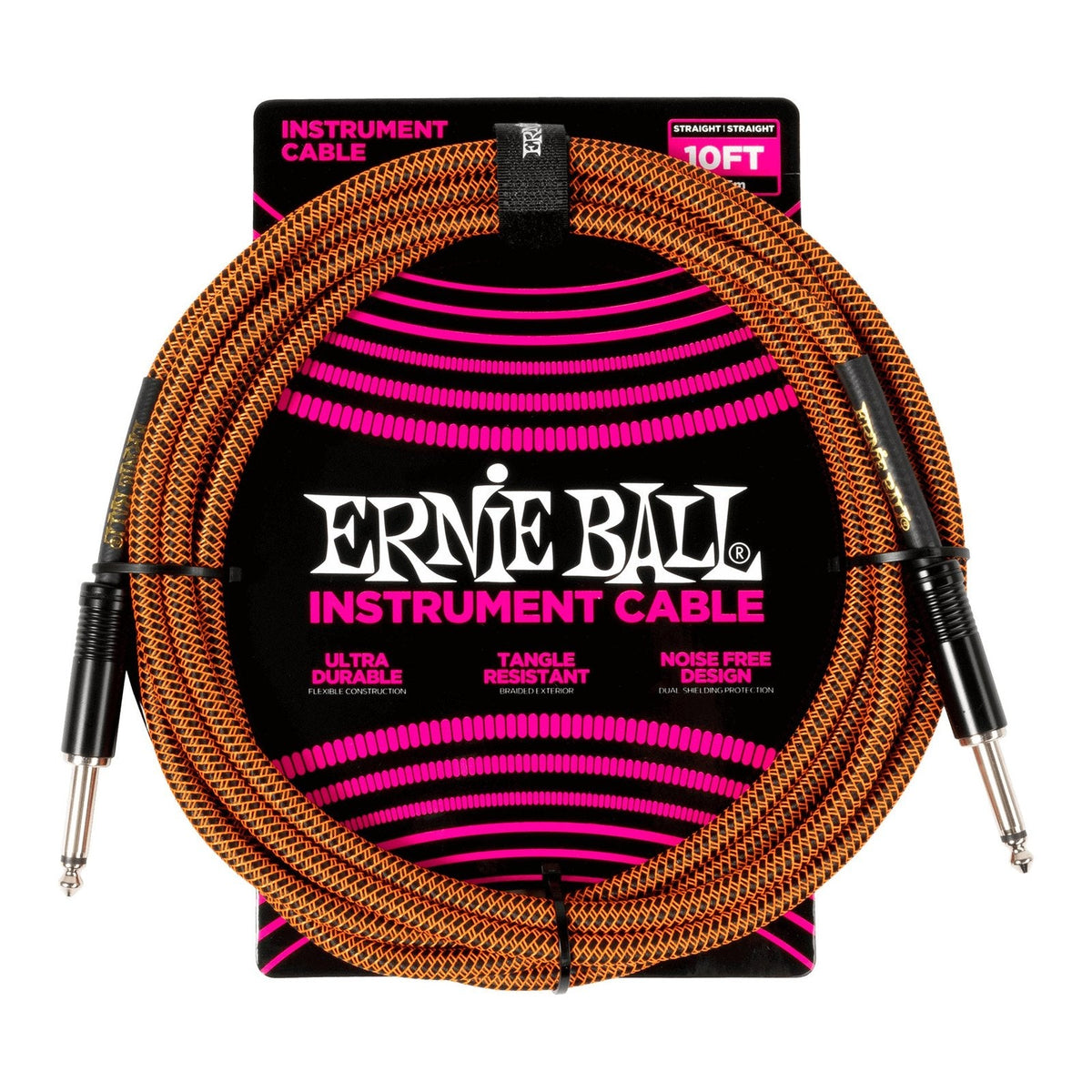 Dây Cáp Guitar Ernie Ball Braided Instrument Cable – 3m (10ft), Thẳng - Thẳng, Pumpkin Pie