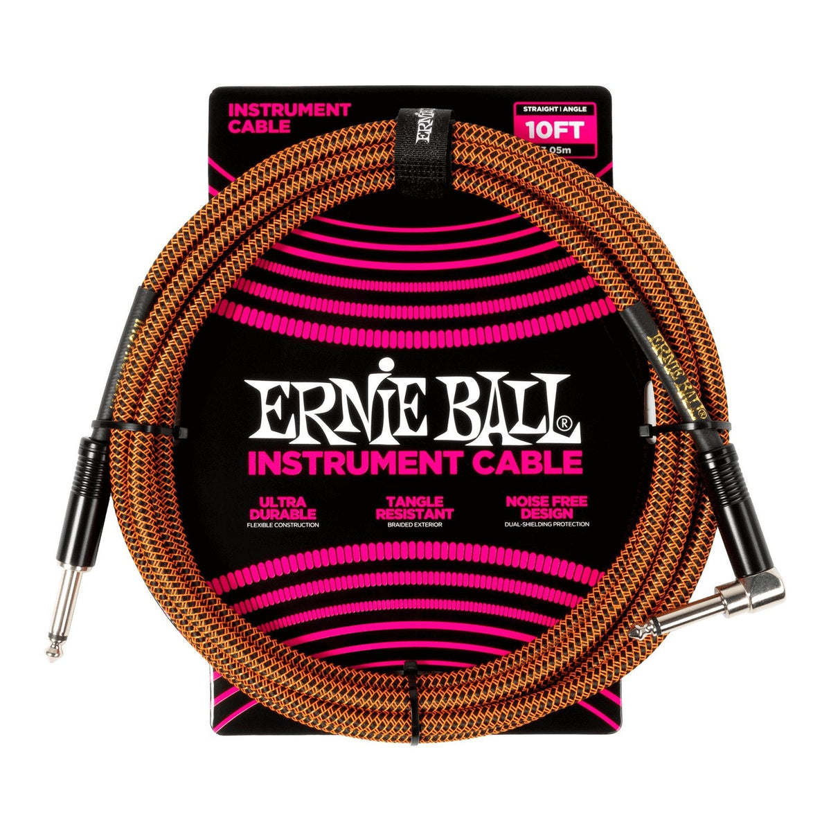 Dây Cáp Guitar Ernie Ball Braided Instrument Cable – 3m (10ft), Thẳng - Vuông, Pumpkin Pie