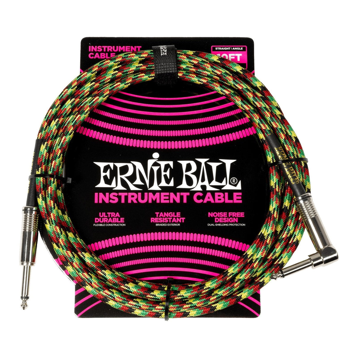 Dây Cáp Guitar Ernie Ball Braided Instrument Cable – 3m (10ft), Thẳng - Vuông, Good Vibrations