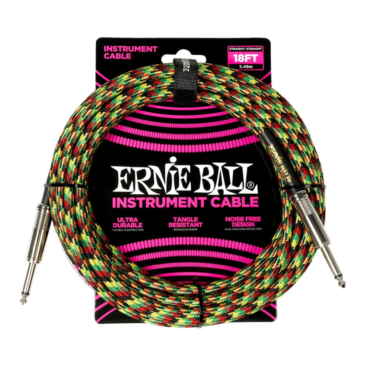 Dây Cáp Guitar Ernie Ball Braided Instrument Cable – 5,5m (18ft), Thẳng - Thẳng, Good Vibrations