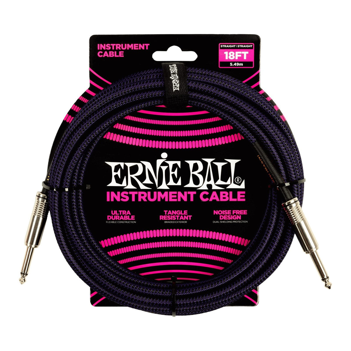 Dây Cáp Guitar Ernie Ball Braided Instrument Cable – Purple/Black