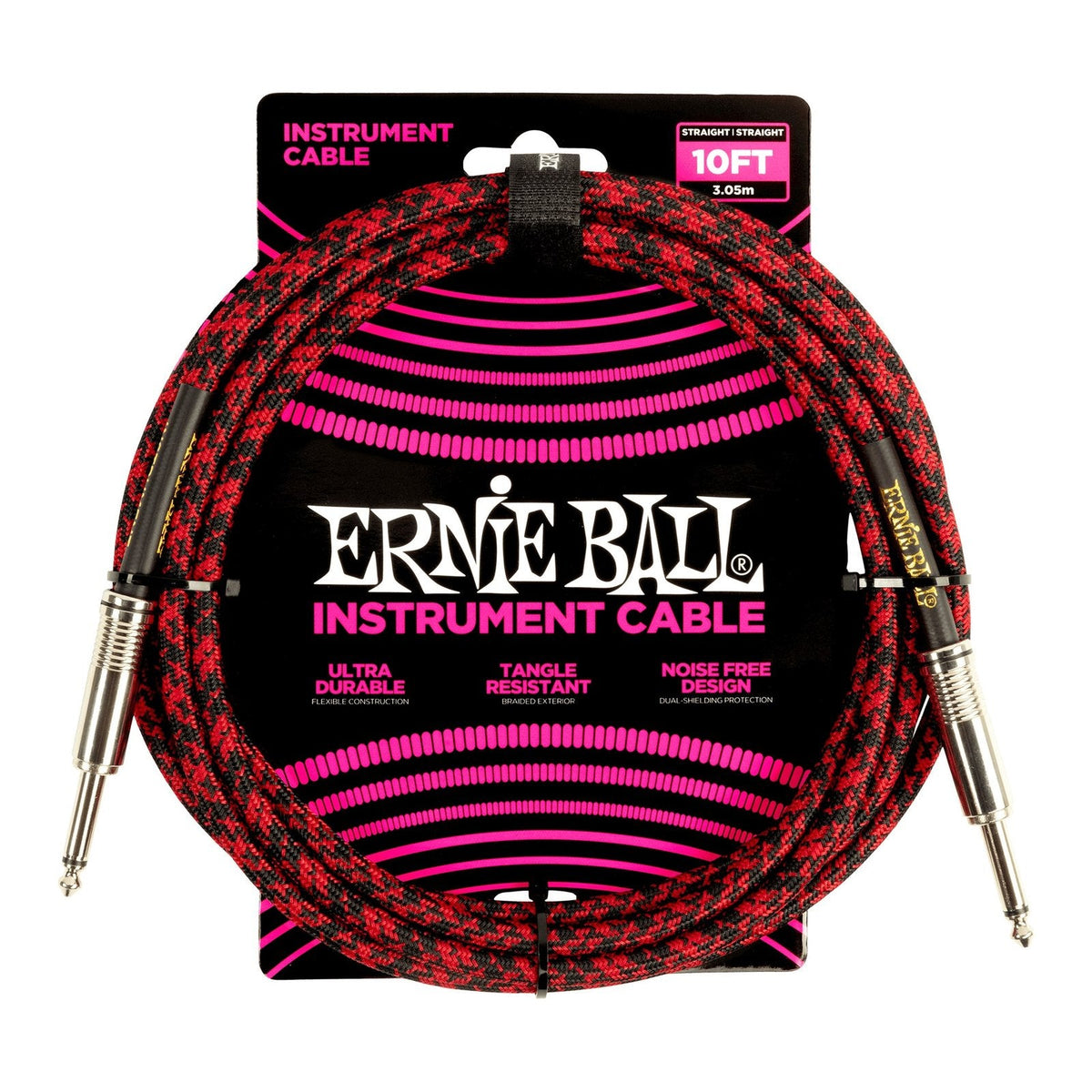 Dây Cáp Guitar Ernie Ball Braided Instrument Cable – Red/Black