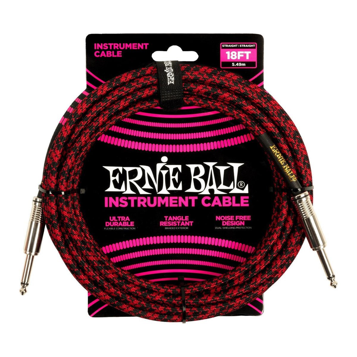 Dây Cáp Guitar Ernie Ball Braided Instrument Cable – Red/Black