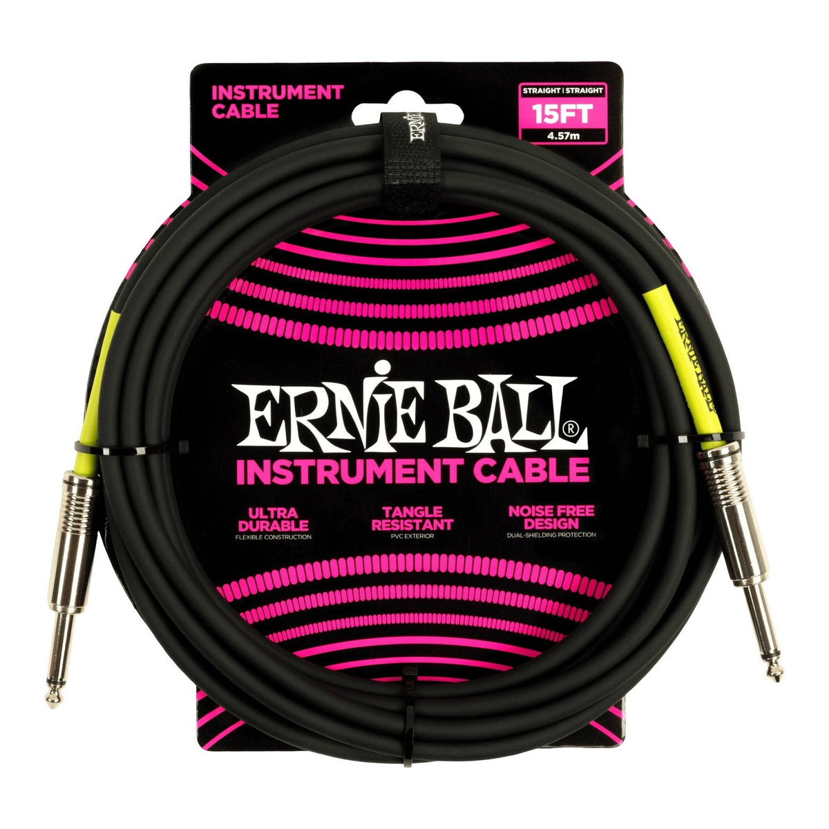 Dây Cáp Guitar Ernie Ball Classic Instrument Cable (Vỏ PVC) – 4,6m (15ft), Thẳng - Thẳng, Black