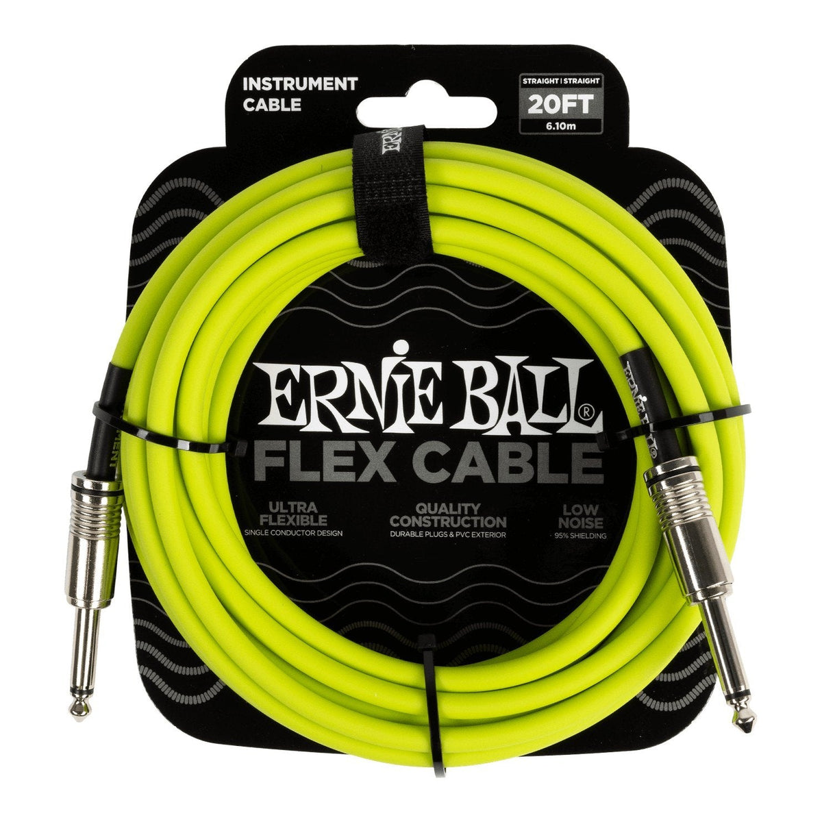 Dây Cáp Guitar Ernie Ball Flex Instrument Cable – 6,1m (20ft), Green