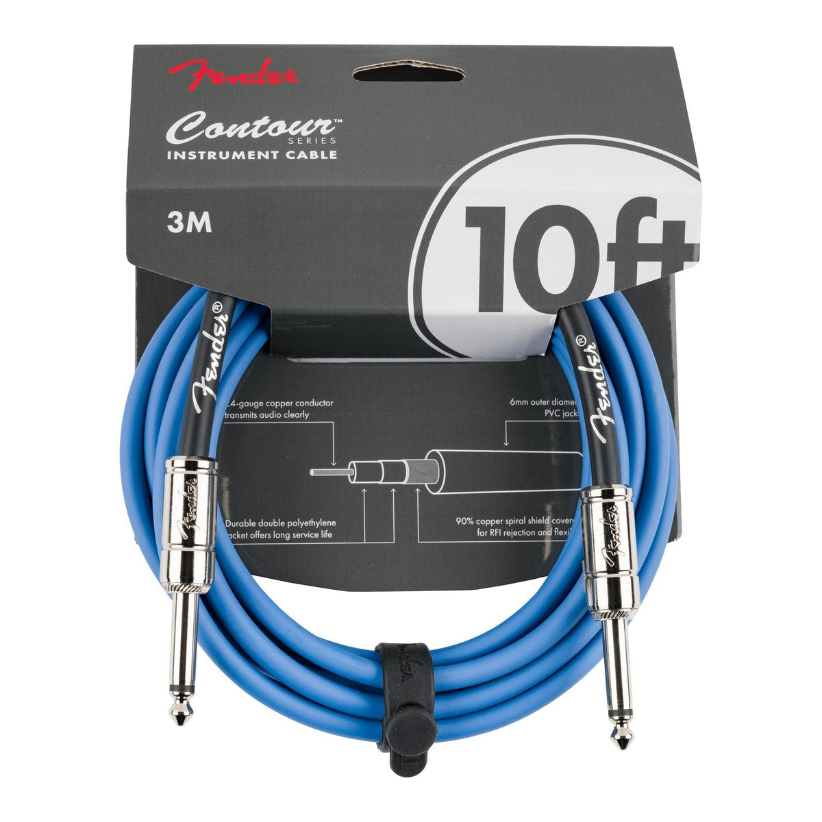 Dây Cáp Guitar Fender Contour Series Instrument Cable – 3m (10ft), Lake Placid Blue