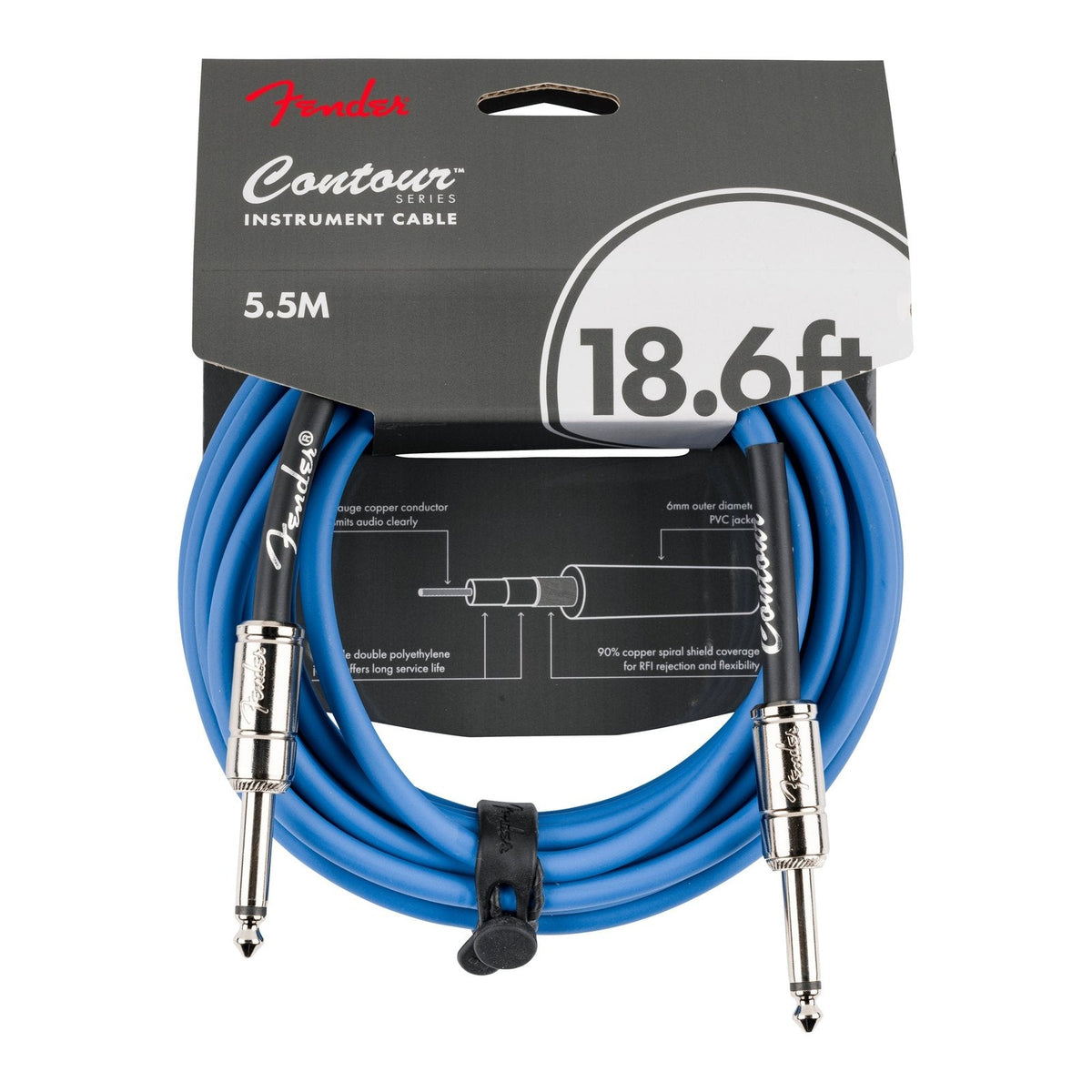 Dây Cáp Guitar Fender Contour Series Instrument Cable – 5,7m (18,6ft), Lake Placid Blue