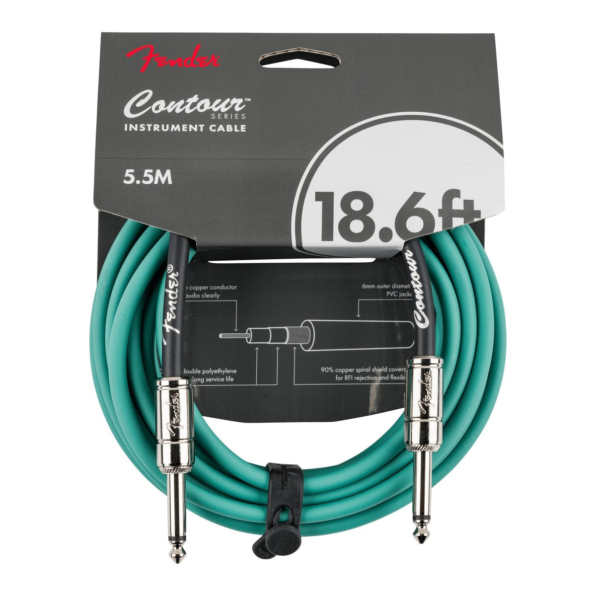 Dây Cáp Guitar Fender Contour Series Instrument Cable – 5,7m (18,6ft), Sherwood Green