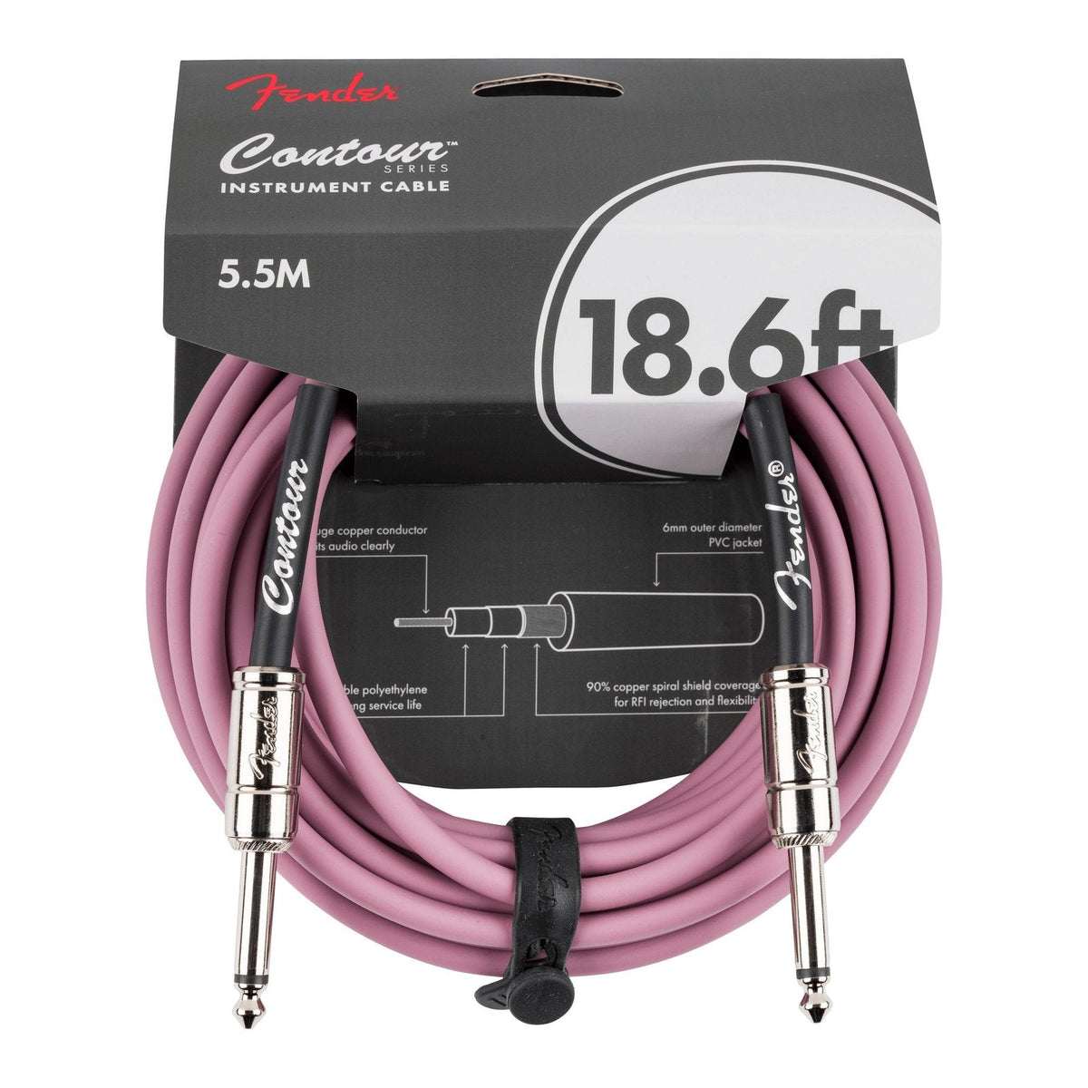 Dây Cáp Guitar Fender Contour Series Instrument Cable – 5,7m (18,6ft), Burgundy Mist