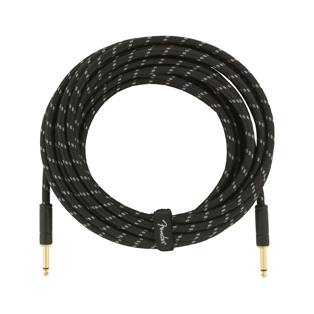 Dây Cáp Guitar Fender Deluxe Series Tweed Instrument Cable – 7,6m (25ft), Thẳng - Thẳng, Black Tweed