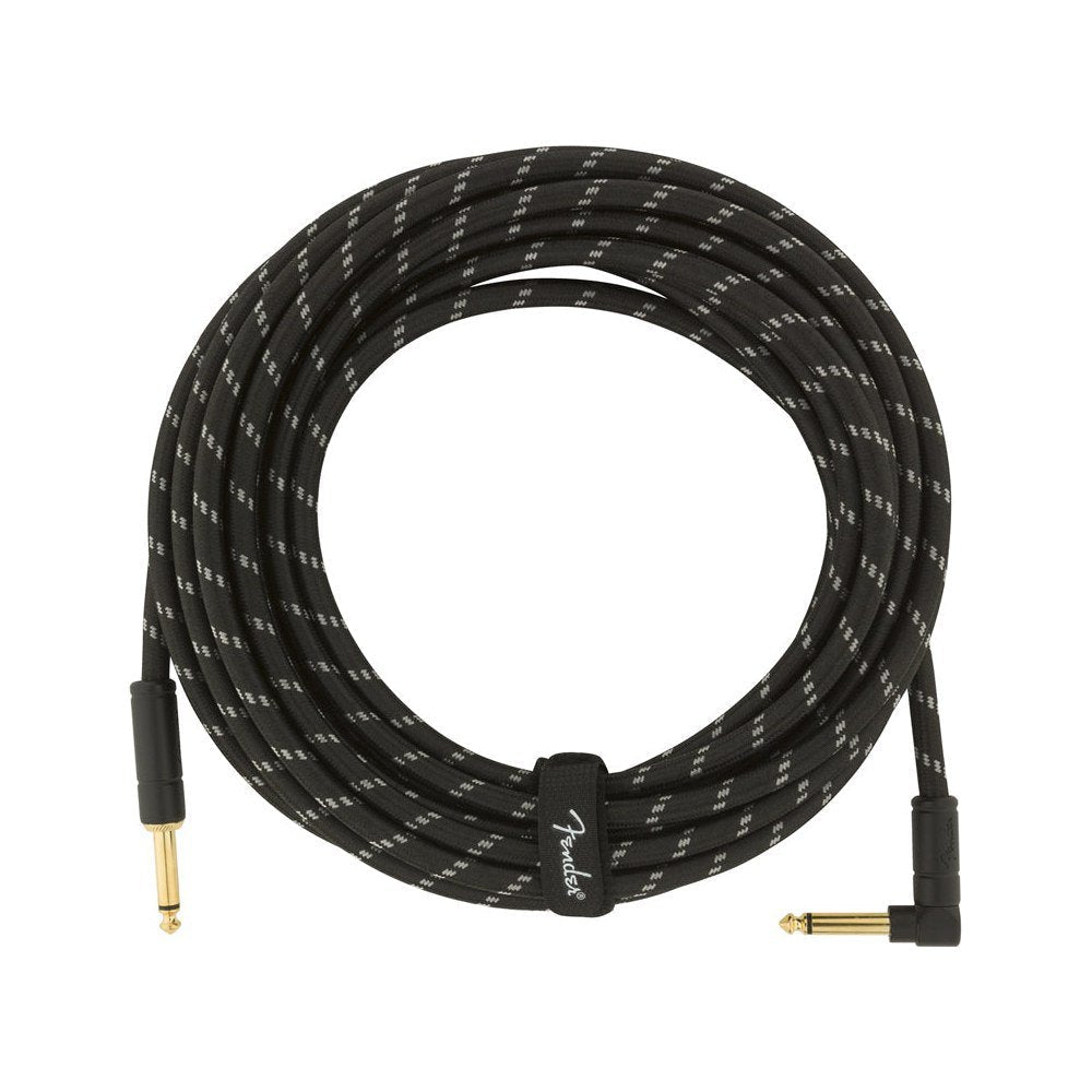 Dây Cáp Guitar Fender Deluxe Series Tweed Instrument Cable – 7,6m (25ft), Thẳng - Vuông, Black Tweed