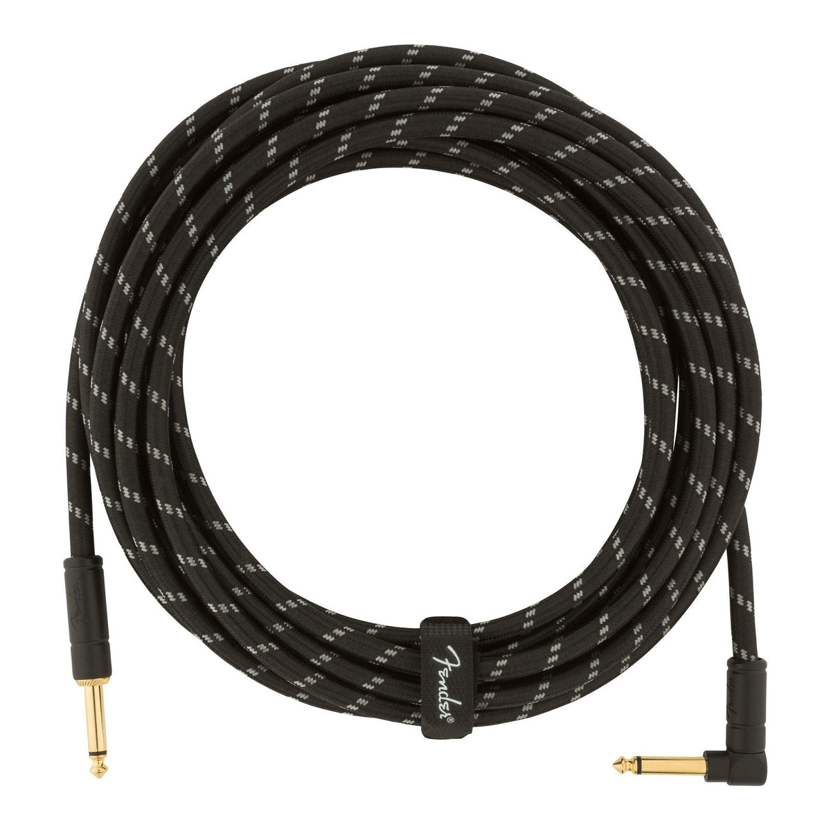 Dây Cáp Guitar Fender Deluxe Series Tweed Instrument Cable – 5,7m (18,6ft), Thẳng - Vuông, Black Tweed