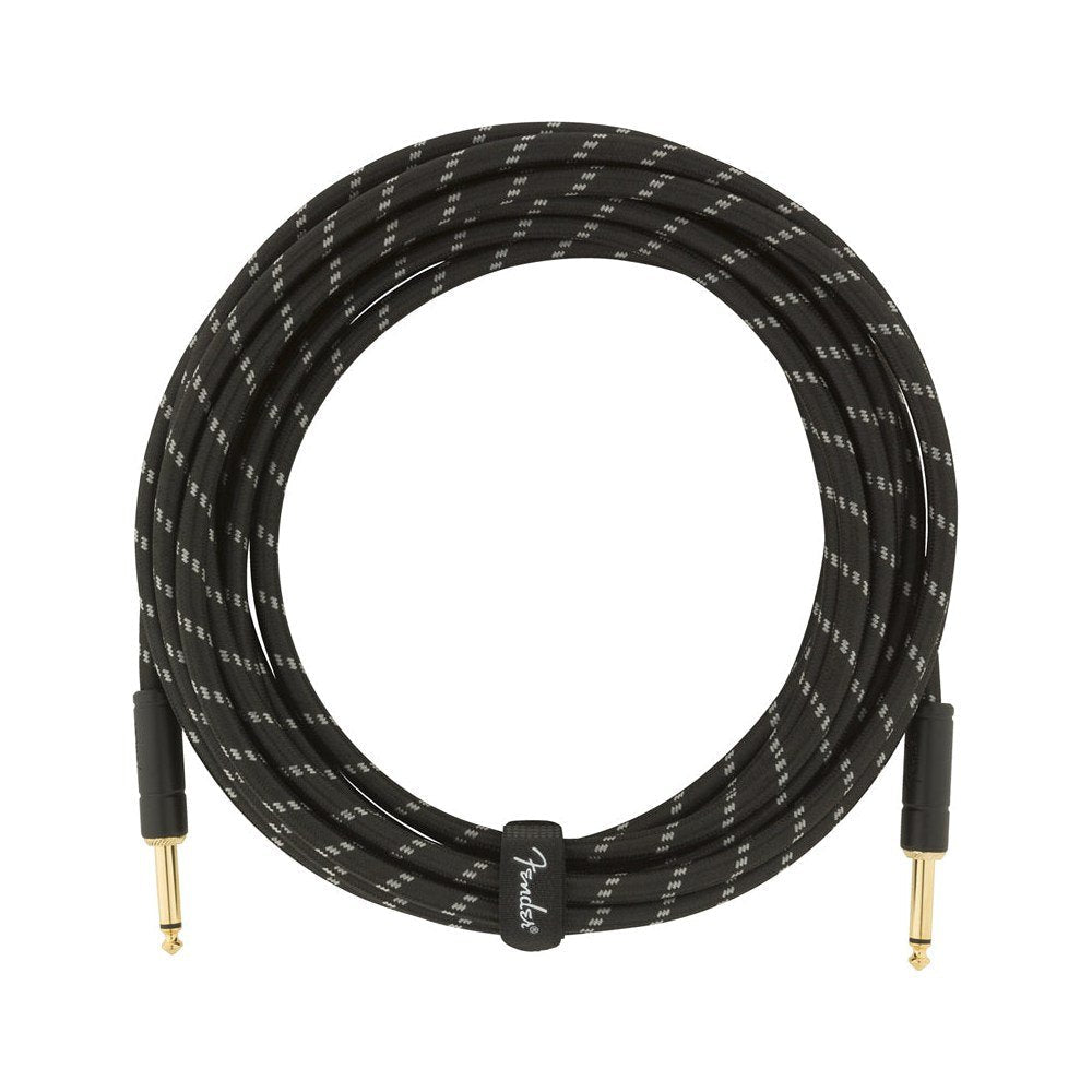 Dây Cáp Guitar Fender Deluxe Series Tweed Instrument Cable – 5,7m (18,6ft), Thẳng - Thẳng, Black Tweed