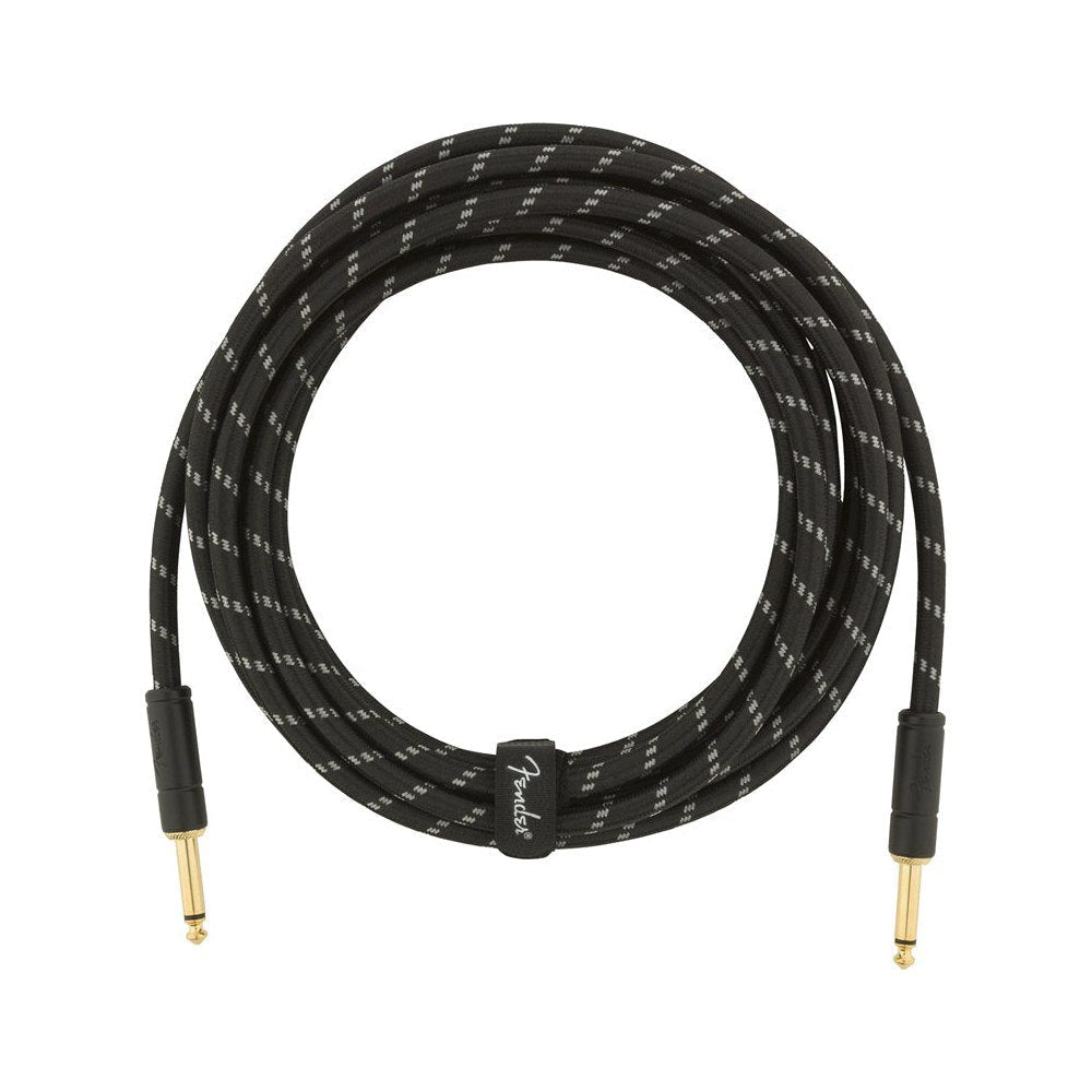 Dây Cáp Guitar Fender Deluxe Series Tweed Instrument Cable – 4,6m (15ft), Thẳng - Thẳng, Black Tweed