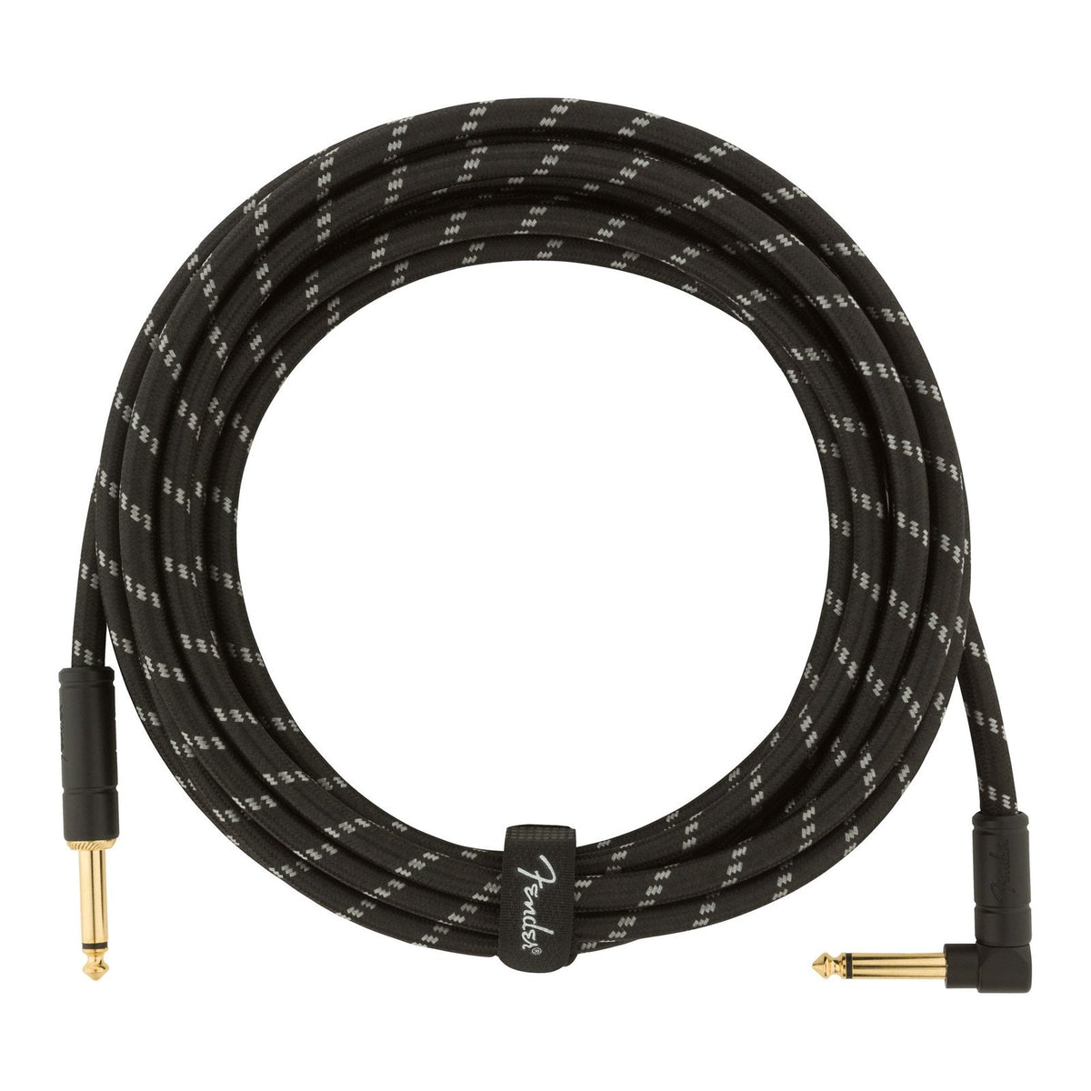 Dây Cáp Guitar Fender Deluxe Series Tweed Instrument Cable – 4,6m (15ft), Thẳng - Vuông, Black Tweed