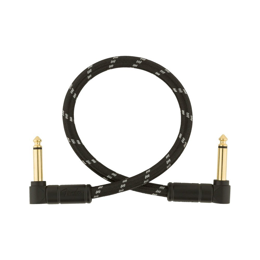 Dây Cáp Guitar Fender Deluxe Series Tweed Instrument Cable – 30cm (1ft), Vuông - Vuông, Black Tweed