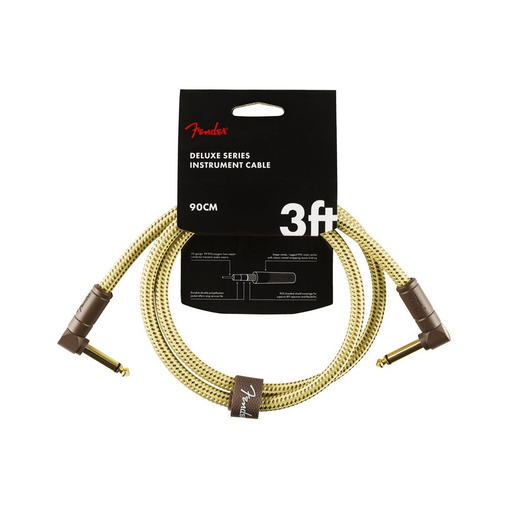 Dây Cáp Guitar Fender Deluxe Series Tweed Instrument Cable – 91cm (3ft), Vuông - Vuông, Tweed