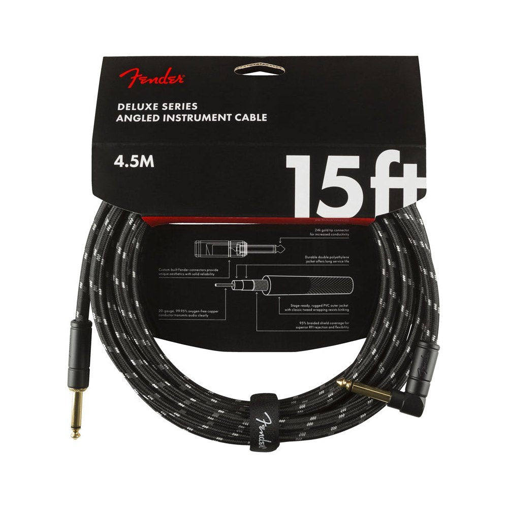 Dây Cáp Guitar Fender Deluxe Series Tweed Instrument Cable – Black Tweed