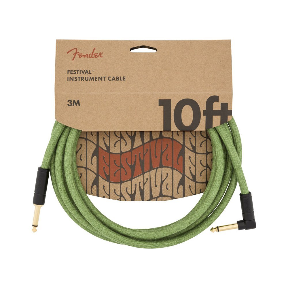 Dây Cáp Guitar Fender Festival Instrument Cable – 3m (10ft), Thẳng - Vuông, Green