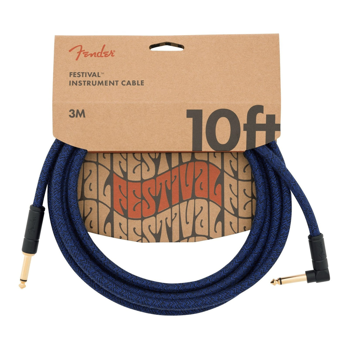 Dây Cáp Guitar Fender Festival Instrument Cable – 3m (10ft), Thẳng - Vuông, Blue Dream