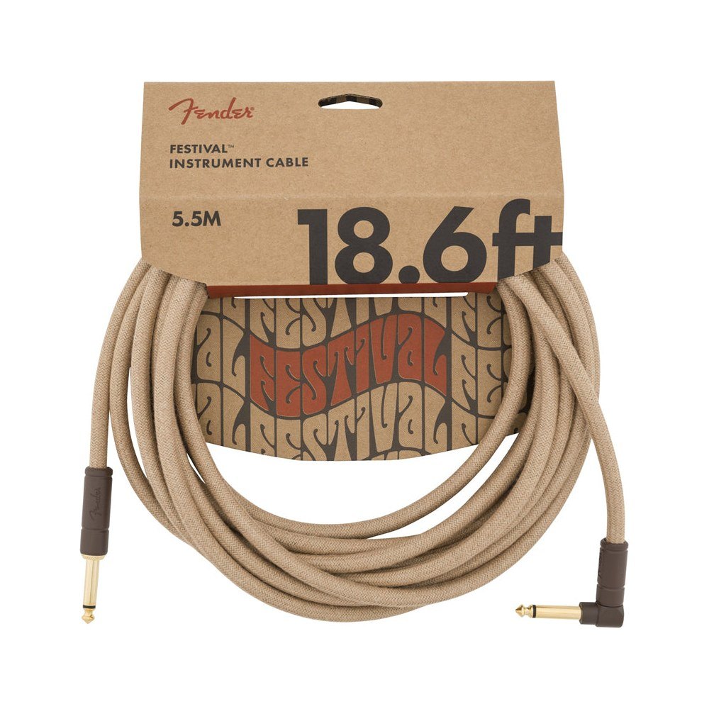 Dây Cáp Guitar Fender Festival Instrument Cable – 5,7m (18,6ft), Thẳng - Vuông, Natural