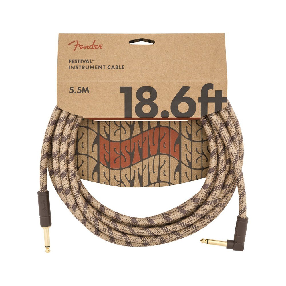Dây Cáp Guitar Fender Festival Instrument Cable – 5,7m (18,6ft), Thẳng - Vuông, Brown Stripe