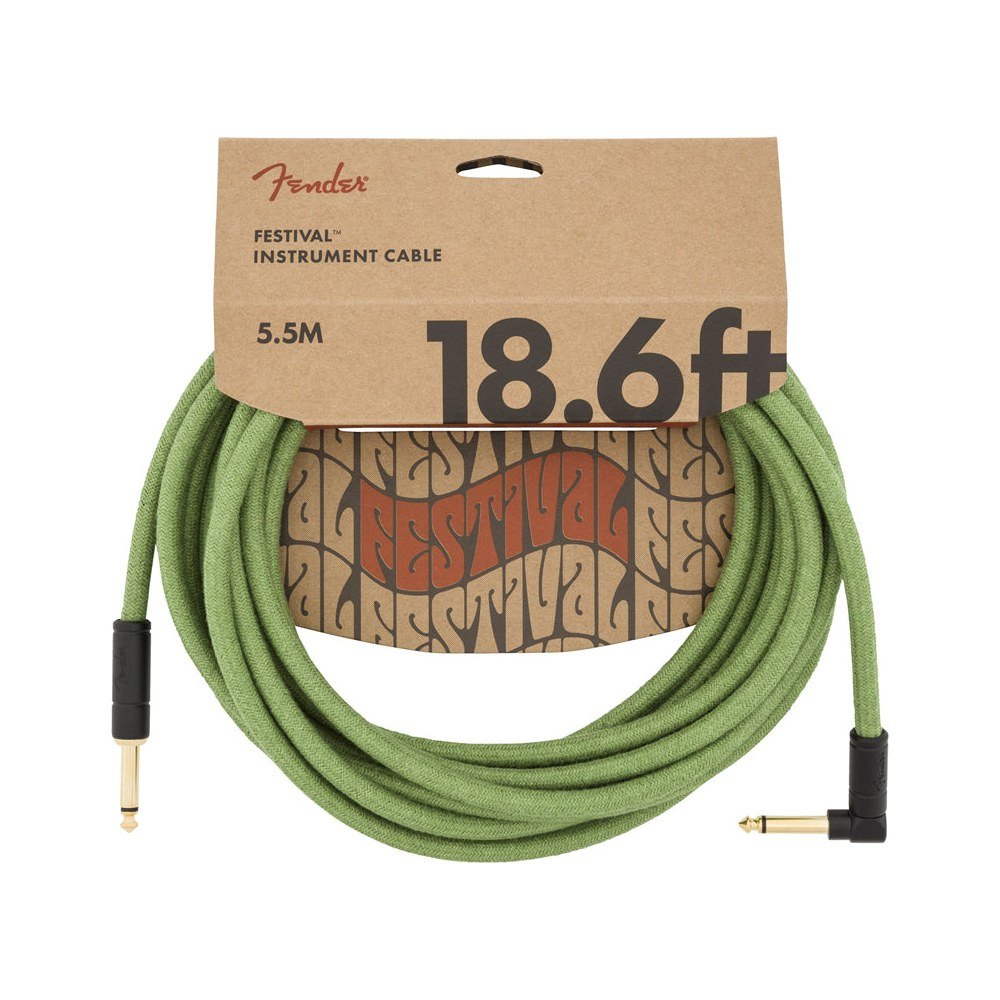Dây Cáp Guitar Fender Festival Instrument Cable – 5,7m (18,6ft), Thẳng - Vuông, Green