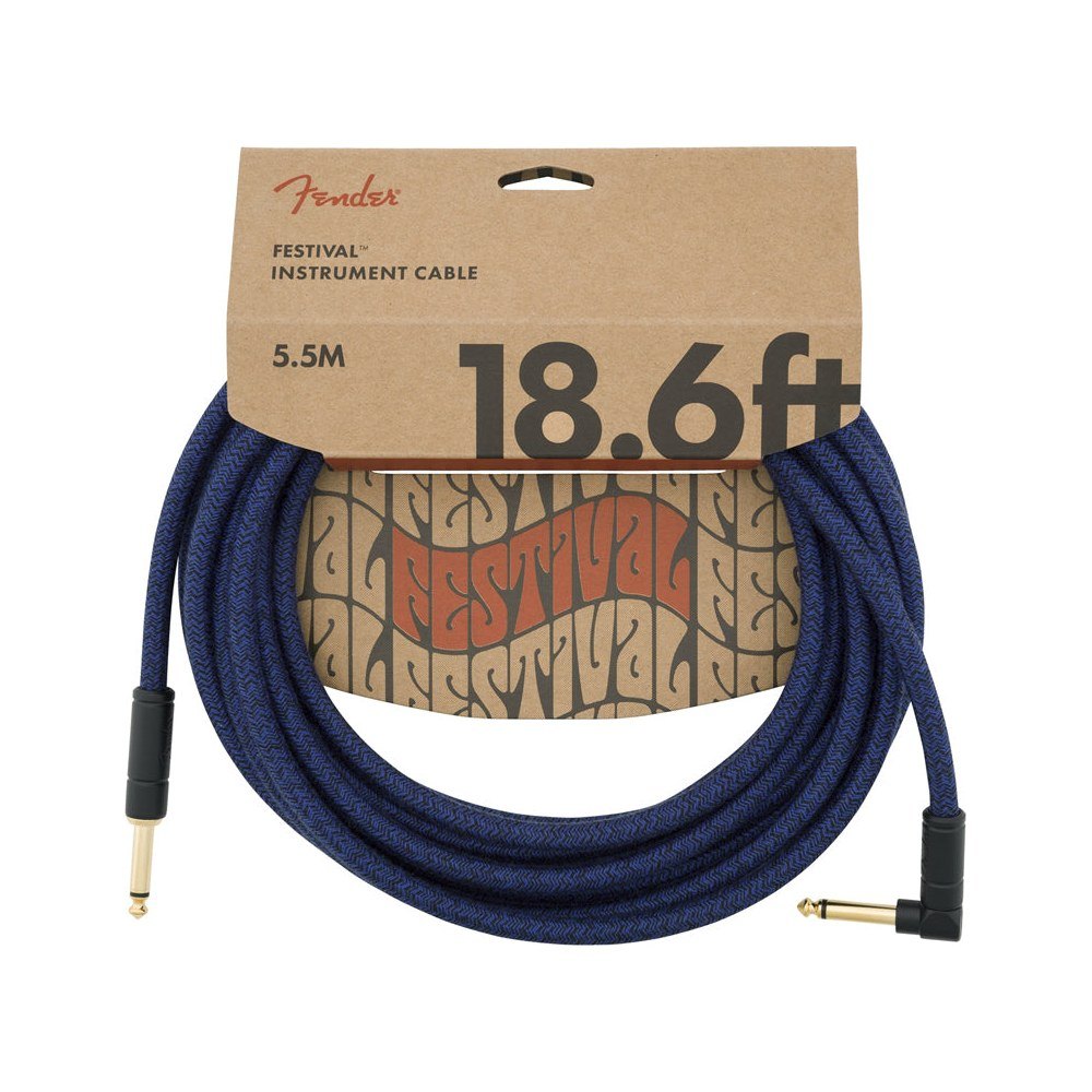 Dây Cáp Guitar Fender Festival Instrument Cable – 5,7m (18,6ft), Thẳng - Vuông, Blue Dream