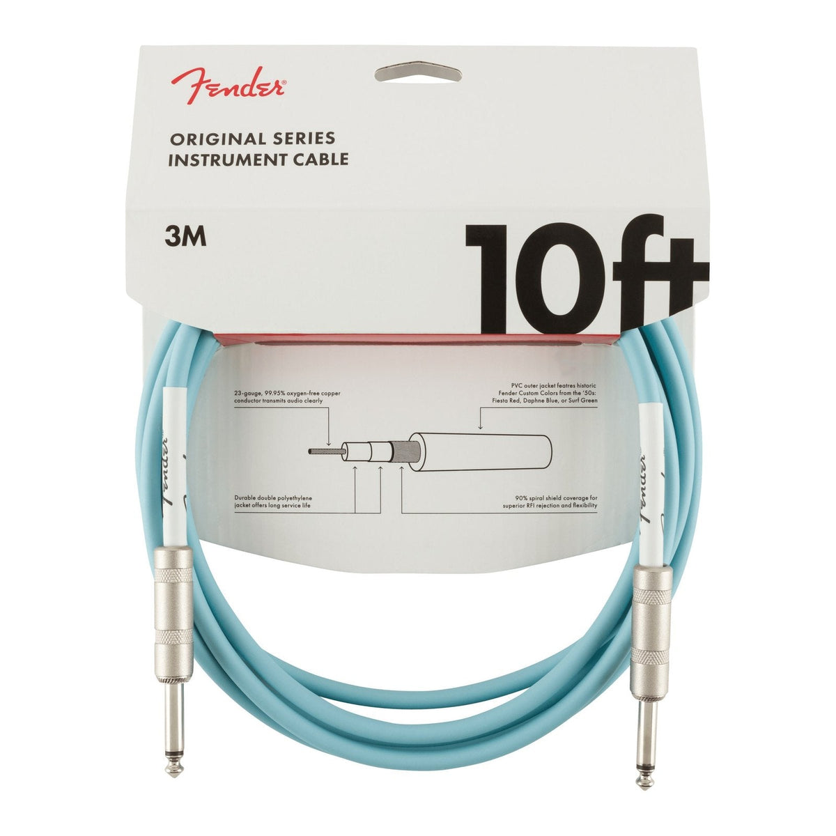 Dây Cáp Guitar Fender Original Series Instrument Cable – 3m (10ft), Daphne Blue