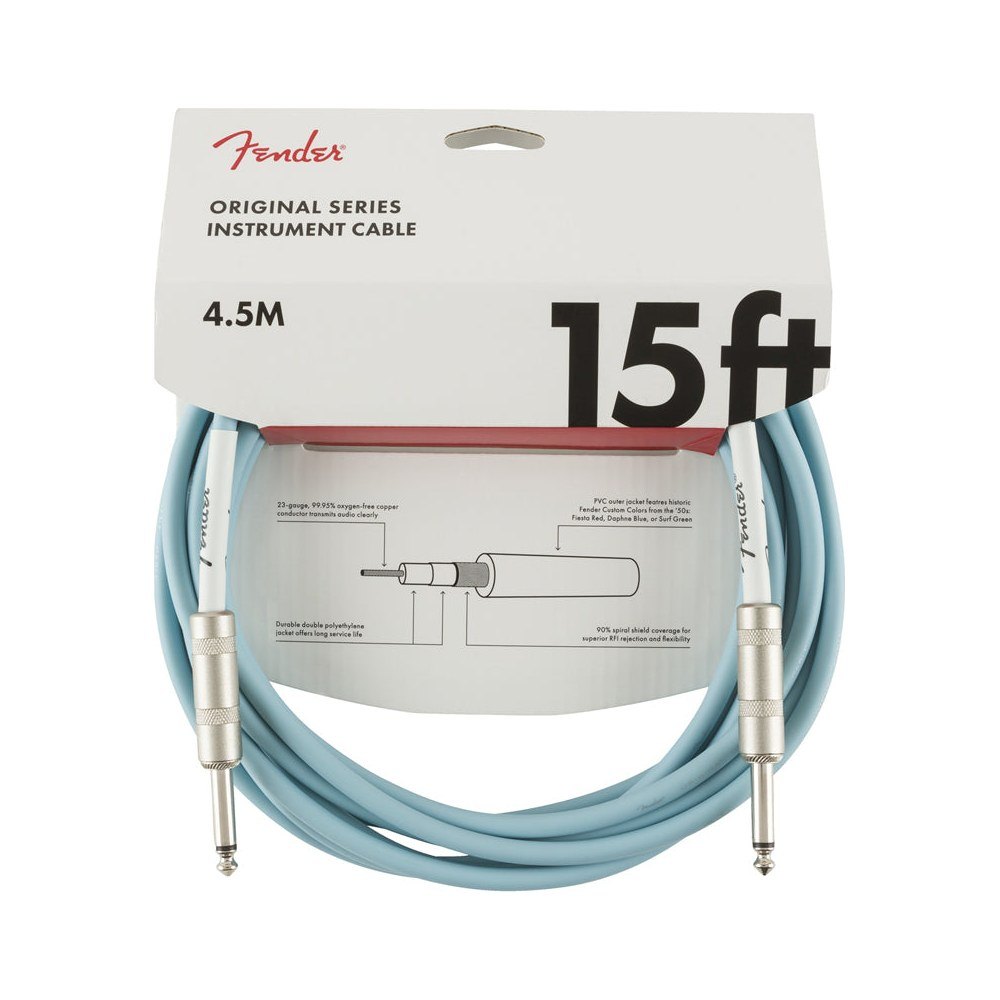 Dây Cáp Guitar Fender Original Series Instrument Cable – 4,6m (15ft), Daphne Blue