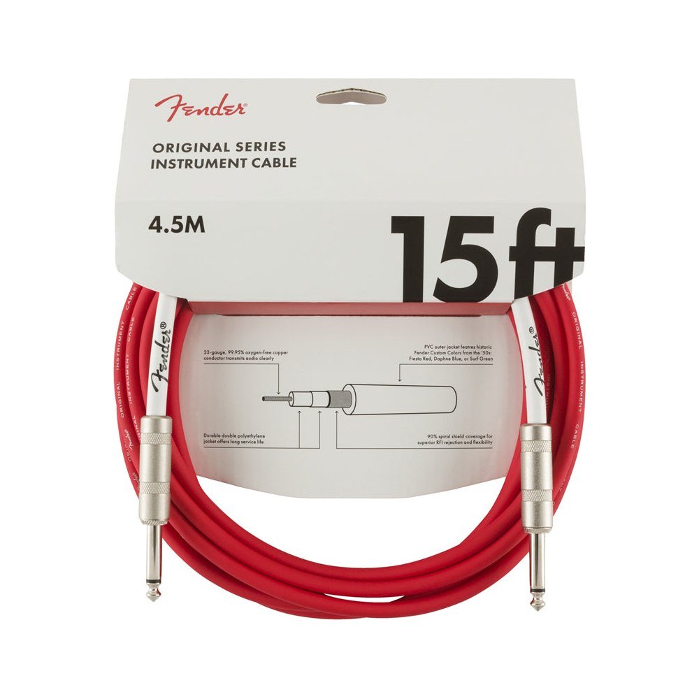 Dây Cáp Guitar Fender Original Series Instrument Cable – 4,6m (15ft), Fiesta Red