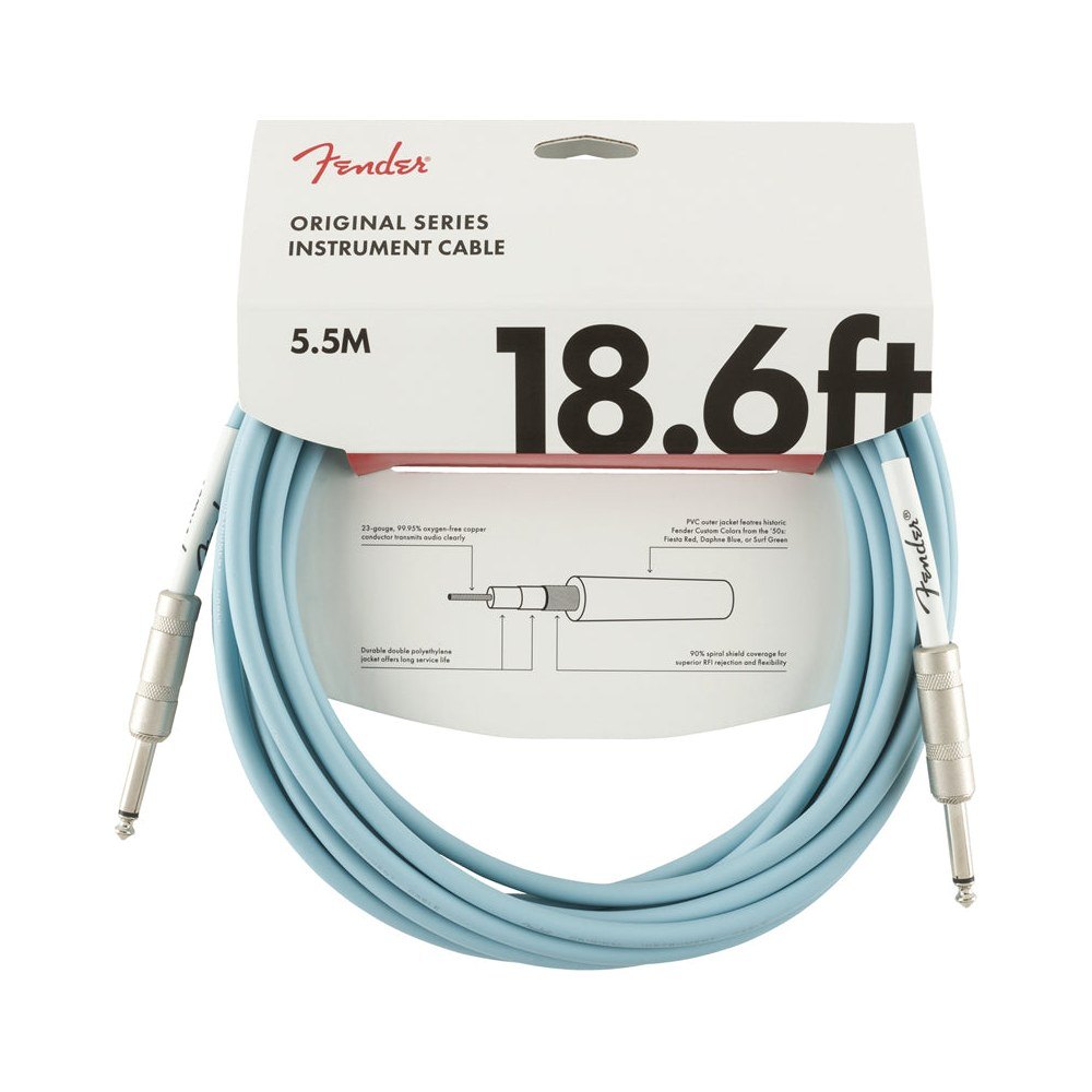 Dây Cáp Guitar Fender Original Series Instrument Cable – 5,7m (18,6ft), Daphne Blue