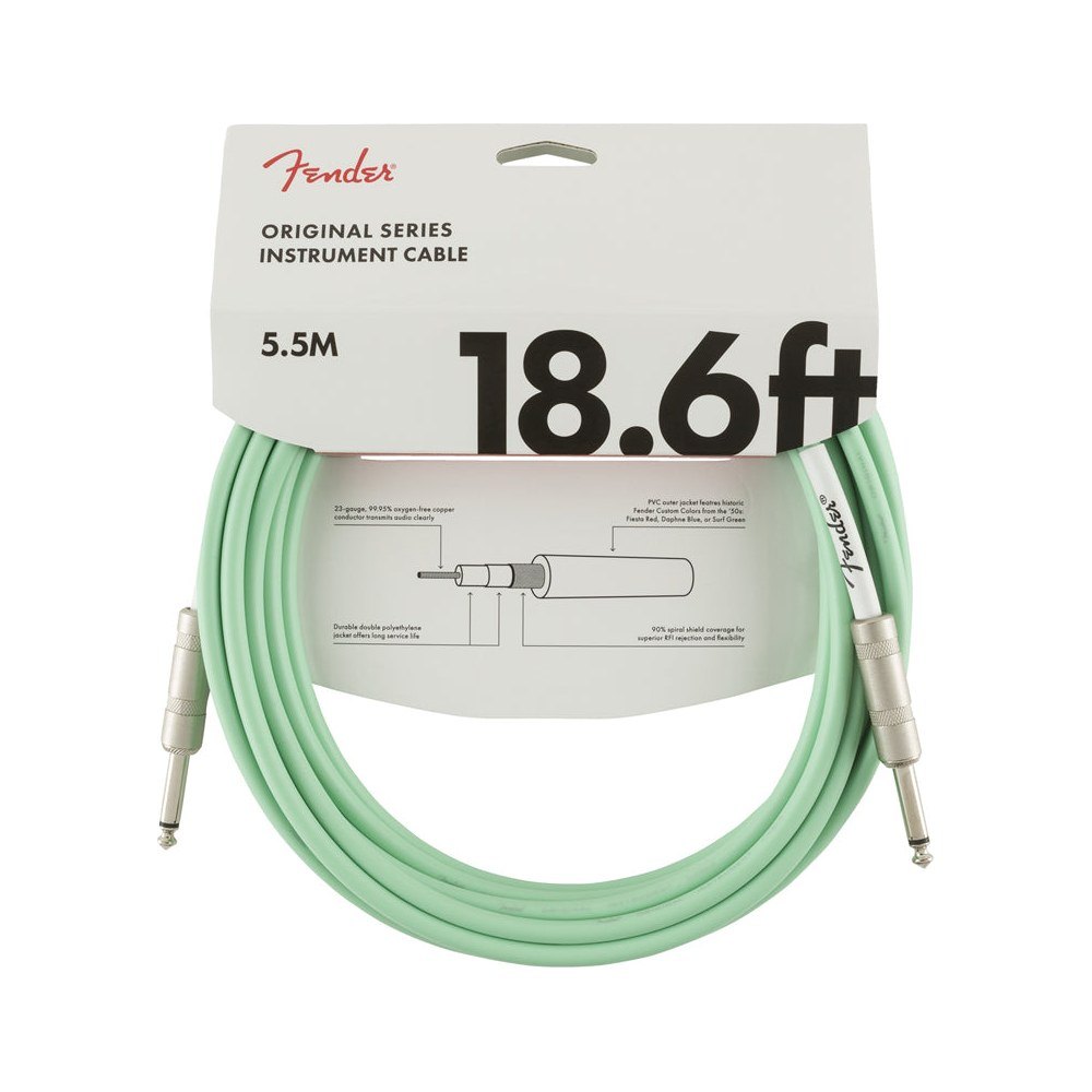 Dây Cáp Guitar Fender Original Series Instrument Cable – 5,7m (18,6ft), Surf Green