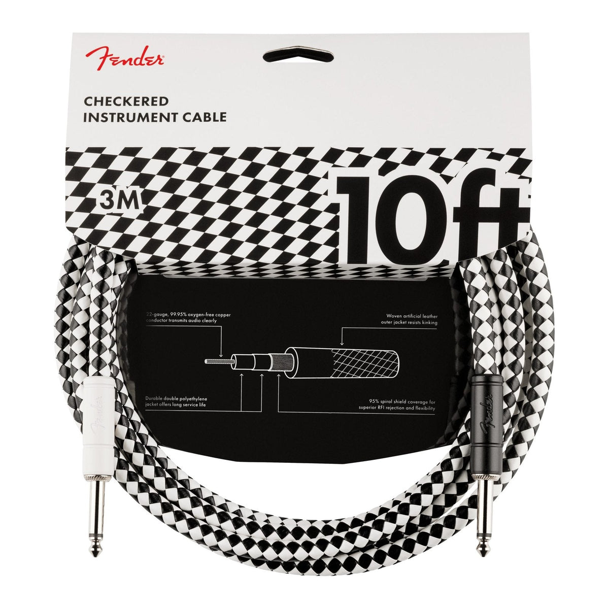 Dây Cáp Guitar Fender Professional Series Instrument Cable – 3m (10ft), Thẳng - Thẳng, Checkerboard