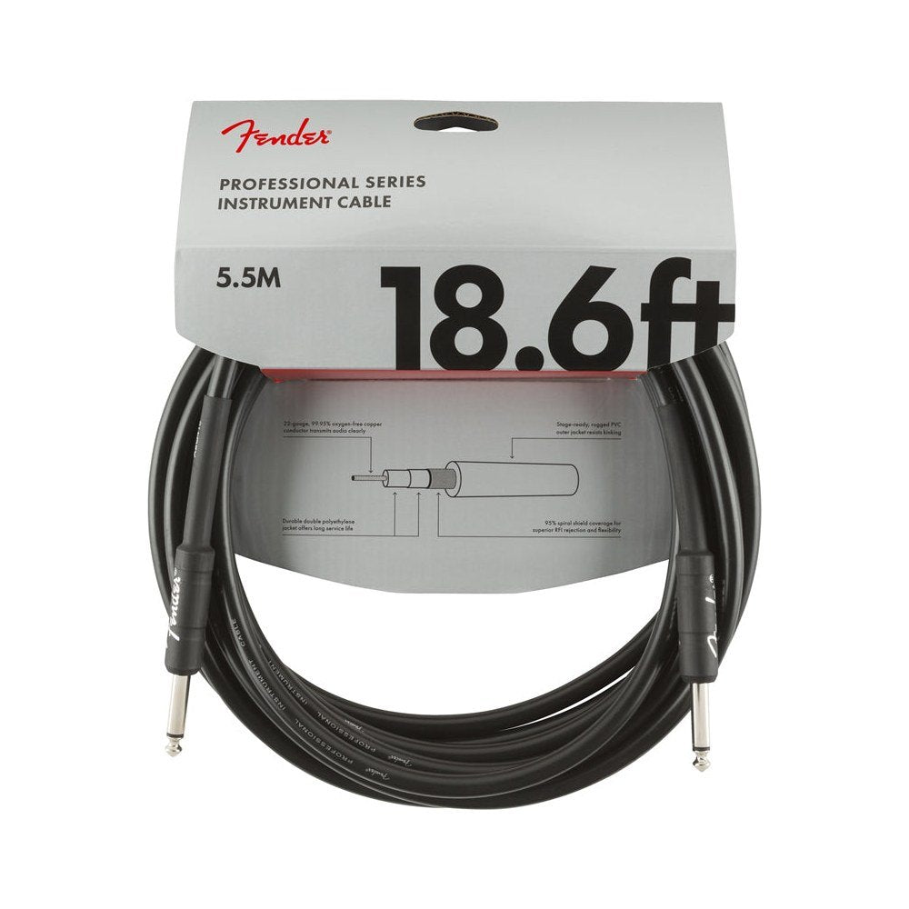 Dây Cáp Guitar Fender Professional Series Instrument Cable – 5,7m (18,6ft), Thẳng - Thẳng, Black