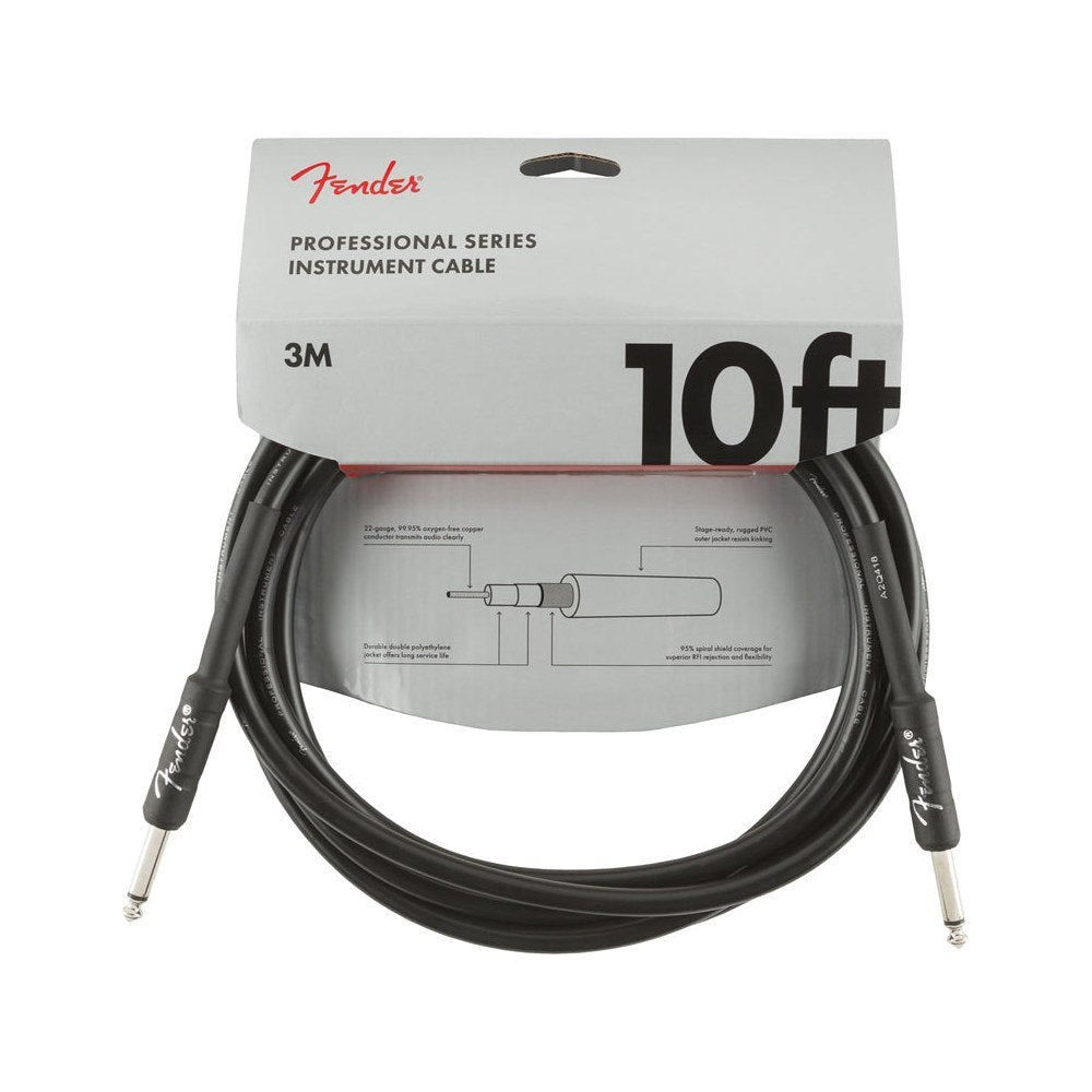 Dây Cáp Guitar Fender Professional Series Instrument Cable – 3m (10ft), Thẳng - Thẳng, Black