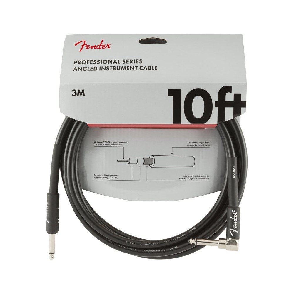 Dây Cáp Guitar Fender Professional Series Instrument Cable – 3m (10ft), Thẳng - Vuông, Black