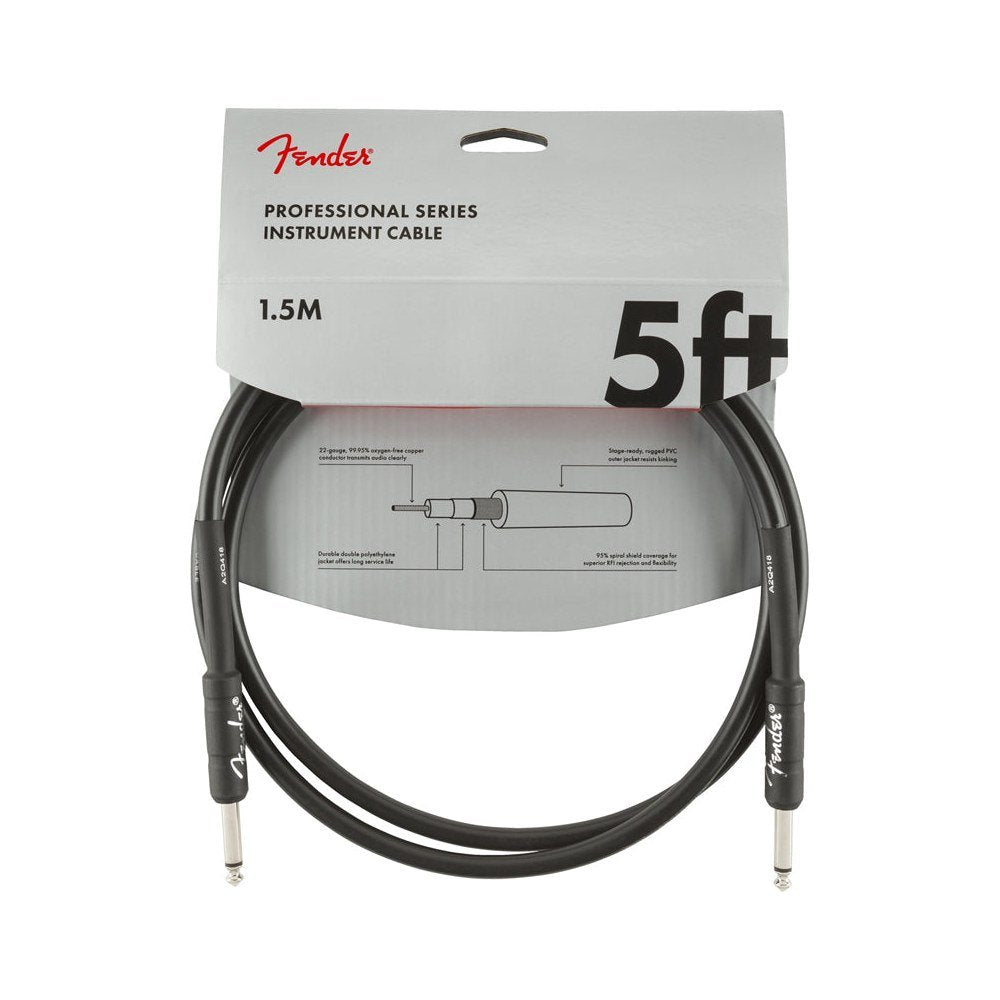 Dây Cáp Guitar Fender Professional Series Instrument Cable – 1,5m (5ft), Thẳng - Thẳng, Black