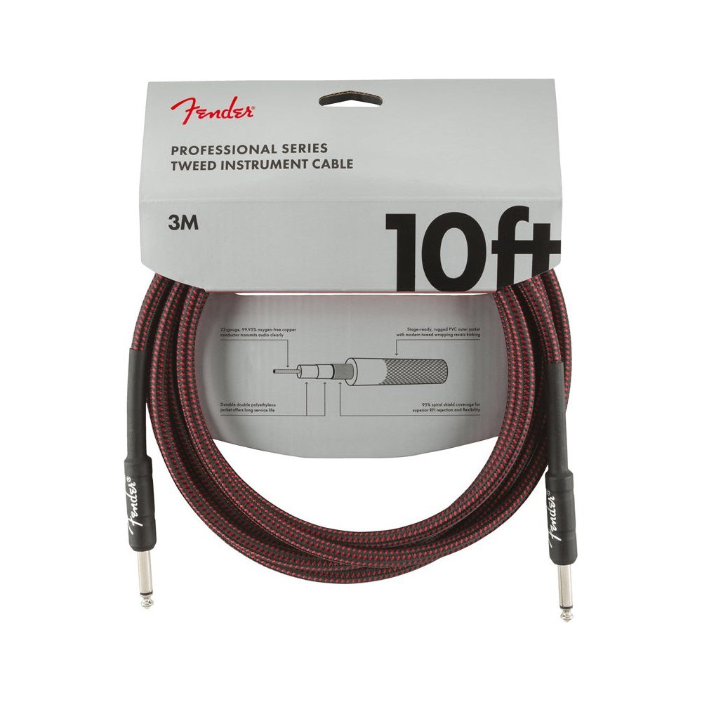Dây Cáp Guitar Fender Professional Series Instrument Cable – 3m (10ft), Thẳng - Thẳng, Red Tweed