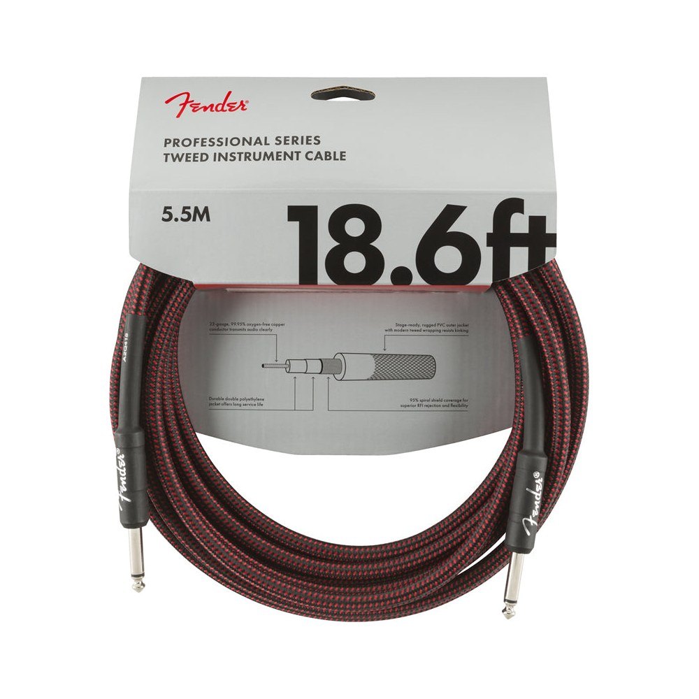 Dây Cáp Guitar Fender Professional Series Instrument Cable – 5,7m (18,6ft), Thẳng - Thẳng, Red Tweed