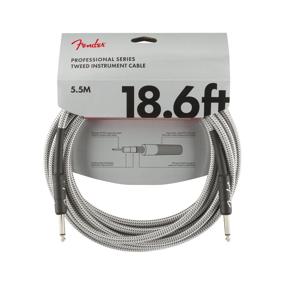 Dây Cáp Guitar Fender Professional Series Instrument Cable – 5,7m (18,6ft), Thẳng - Thẳng, White Tweed