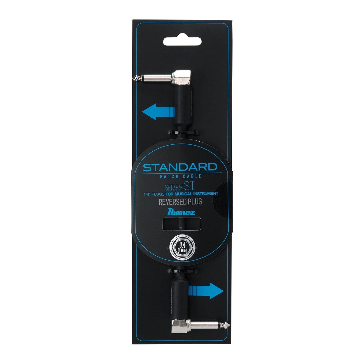Dây Cáp Guitar Ibanez SI Series (SI10, SI20, Patch SI) – 12cm (0,4ft), Vuông - Vuông ngược, Black