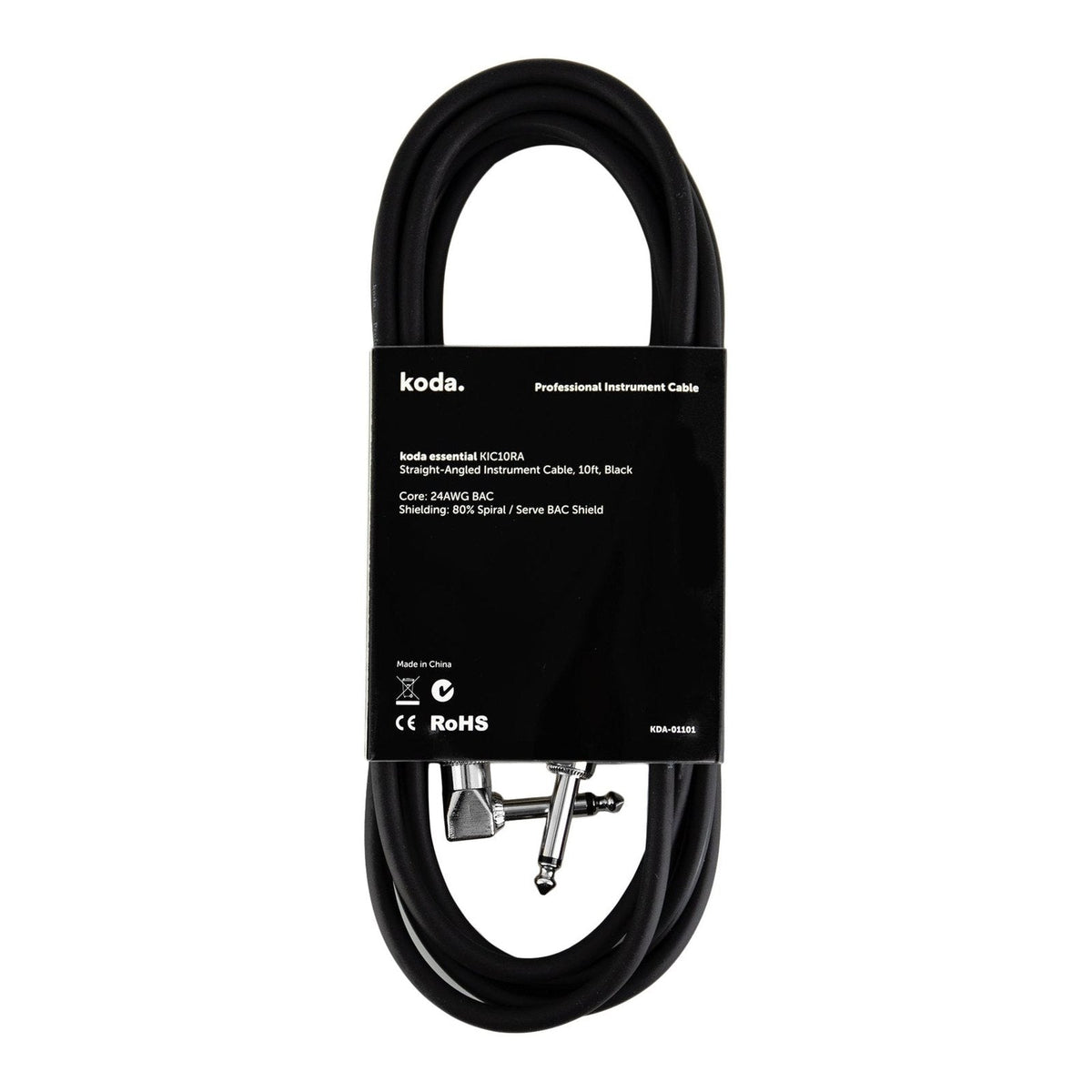 Dây Cáp Guitar koda essential KIC Instrument Cable – 3m (10ft), Thẳng - Vuông