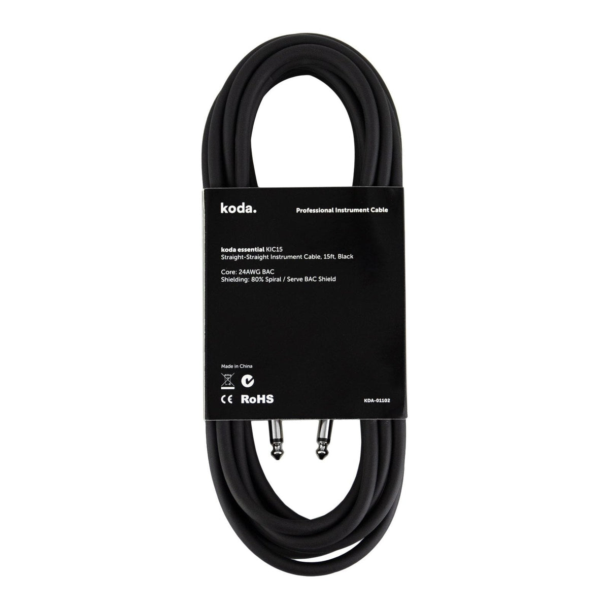 Dây Cáp Guitar koda essential KIC Instrument Cable – 4,6m (15ft), Thẳng - Thẳng