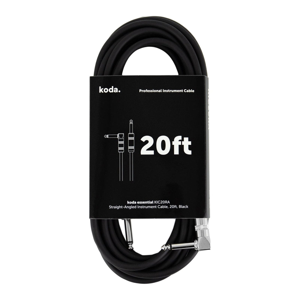 Dây Cáp Guitar koda essential KIC Instrument Cable – 6,1m (20ft), Thẳng - Vuông