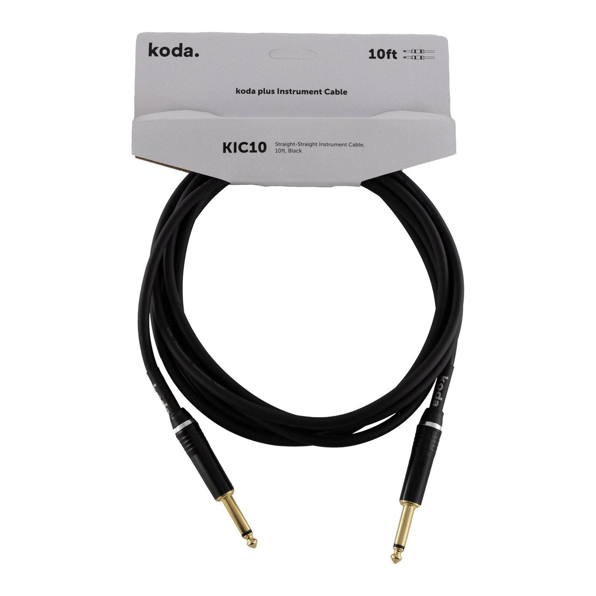 Dây Cáp Guitar koda plus KIC Instrument Cable – 3m (10ft), Thẳng - Thẳng, Black