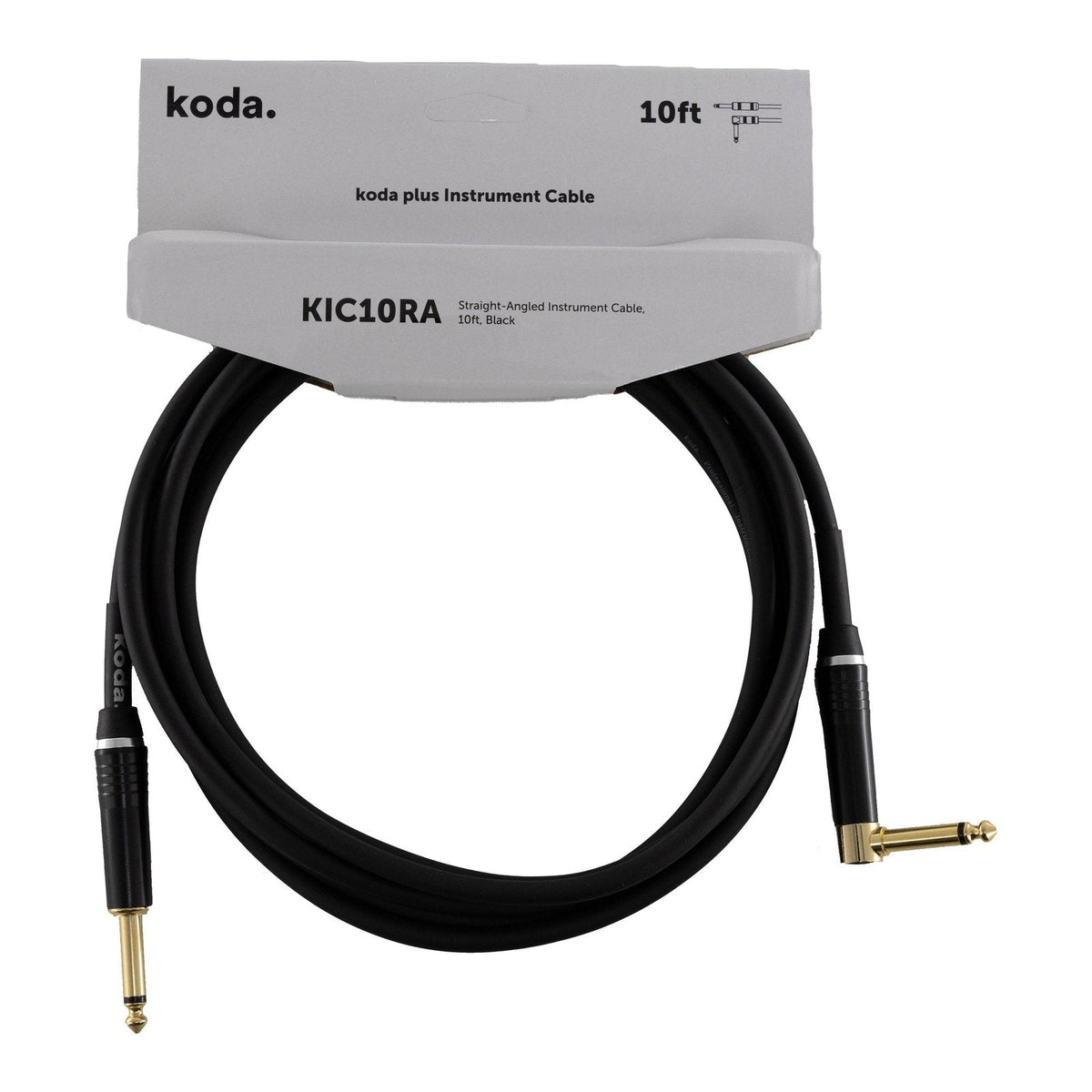 Dây Cáp Guitar koda plus KIC Instrument Cable – 3m (10ft), Thẳng - Vuông, Black